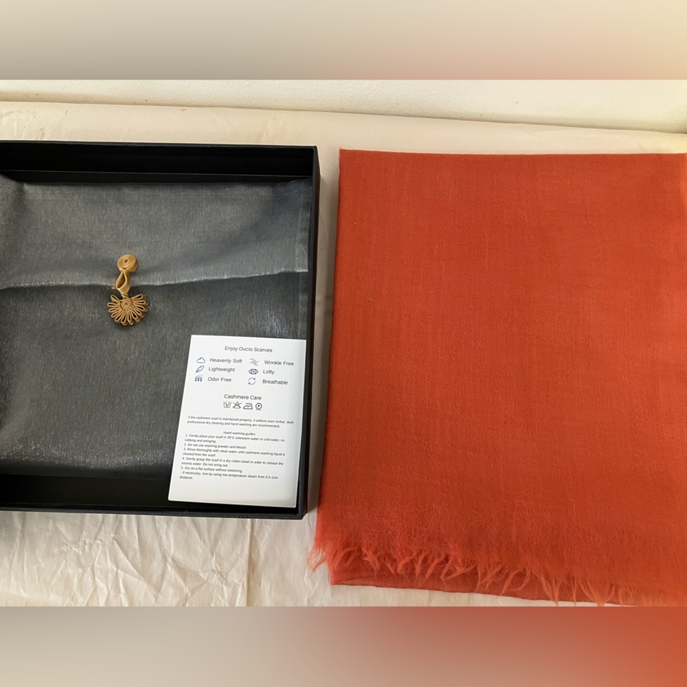 Orange/Rust Cashmere Scarf/Shawl